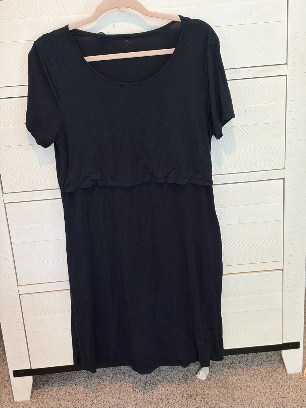 Kindred Bravely Black Short Sleeve Nursing Midi Dress